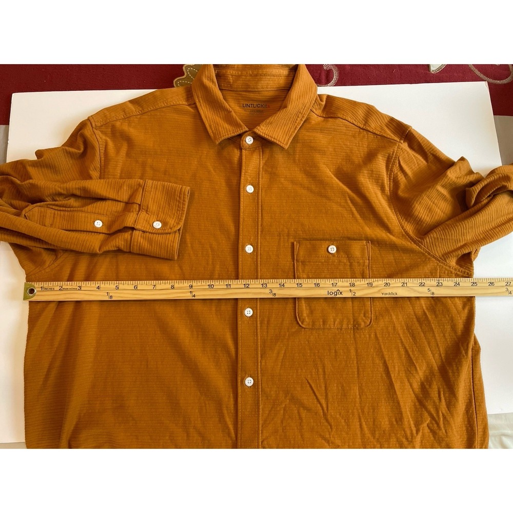 UNTUCKit Branham Shirt Mens XXL Burnt Orange Stretch Cotton Ribbed Textured - Picture 6 of 8